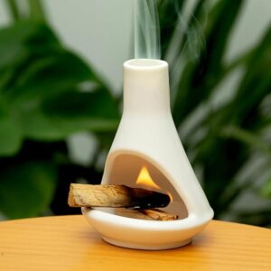 Ceramic Chiminea Palo Santo Holder and Burner - Modern Medieval Incense Candle and Matchstick Mini Chiminea for Wood Sticks